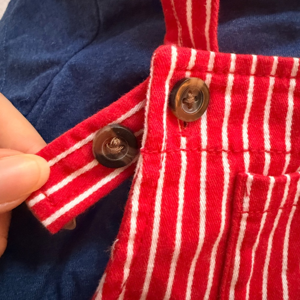 NWOT Carter's Red and White Striped Overalls and Tee - Picture 4 of 5